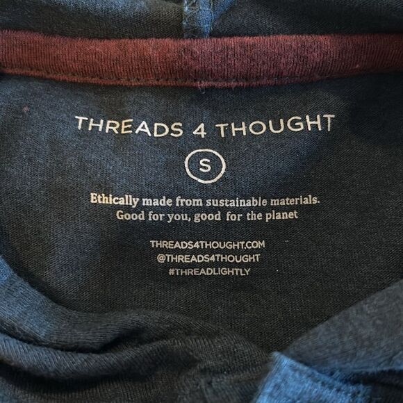 NEW Threads 4 Thought Mens Navy Blue Jersey Pullover T Shirt Hoodie - Picture 4 of 5